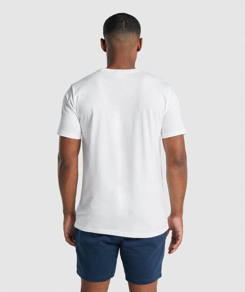 Men's Gymshark Crest T-Shirts White | CA 0867D1